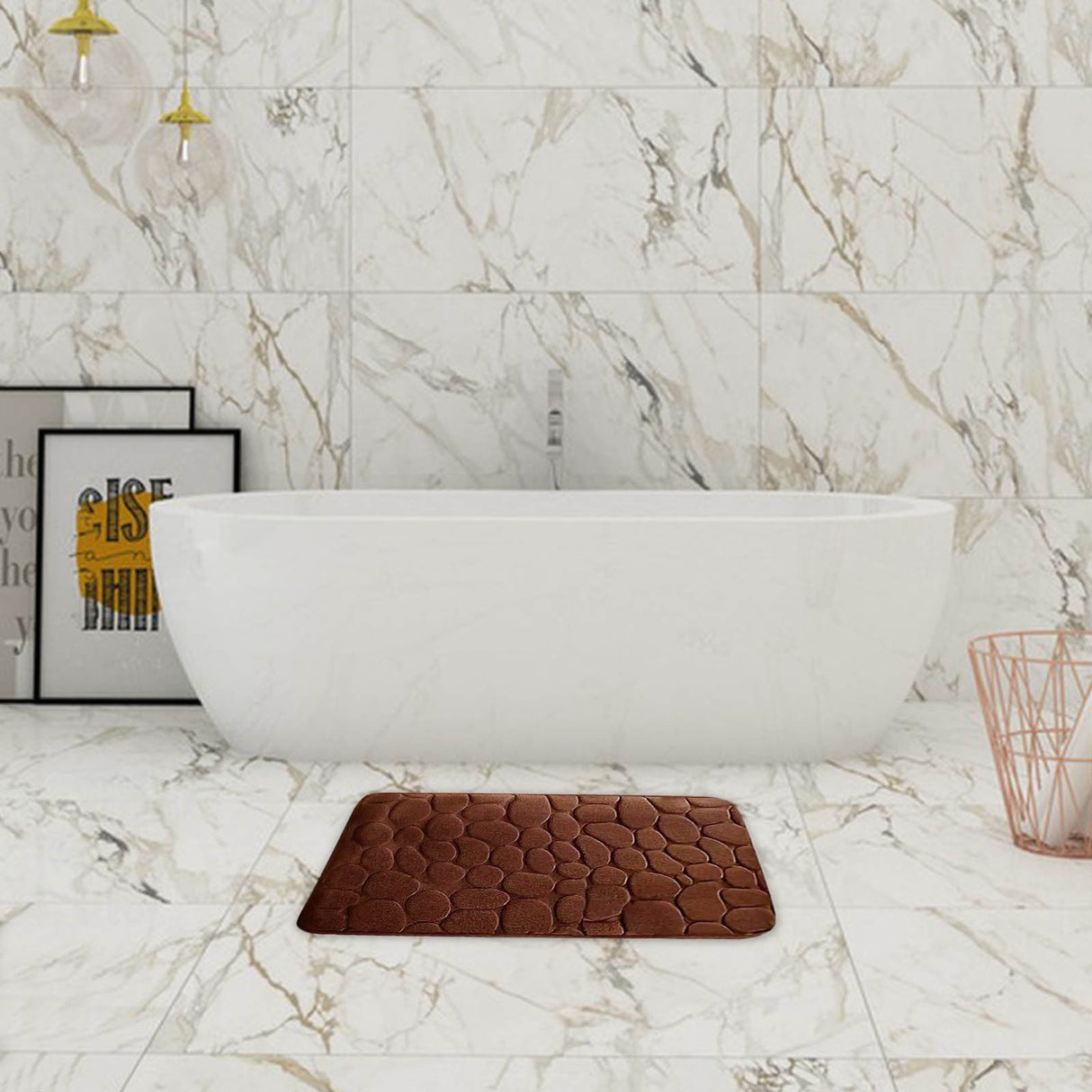 Bathroom Rugs Sets 4 Piece, Non Slip Memory Foam Bathroom Rugs, Machine Wash Bathroom Mat Set, Water Absorbent Bath Rug Set for Tub, Toilet and Floor 40*50cmU/15.7*19.7in 50*80cm/19.7*31.5in 50*100cm/19.7*39.3in lid38*40cm/14.9*15.7in K