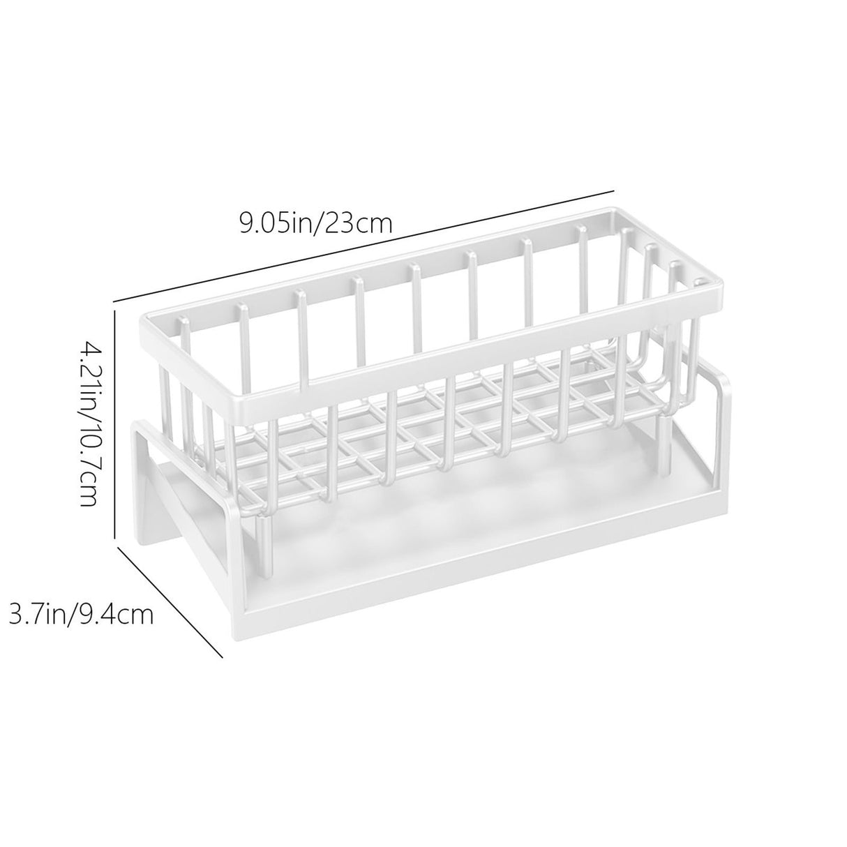 Sponge Holder for Kitchen Sink, Auto Draining Kitchen Sink Caddy, Rustproof Steel Dish Sponge Organizer with Removable Dishcloth Rack, Soap Dispenser Brush Holder X-White