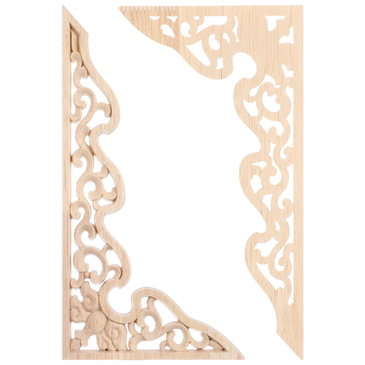 2 Pcs Long Furniture Carvings Wainscoting for Wall Wood Decorative Piece Office