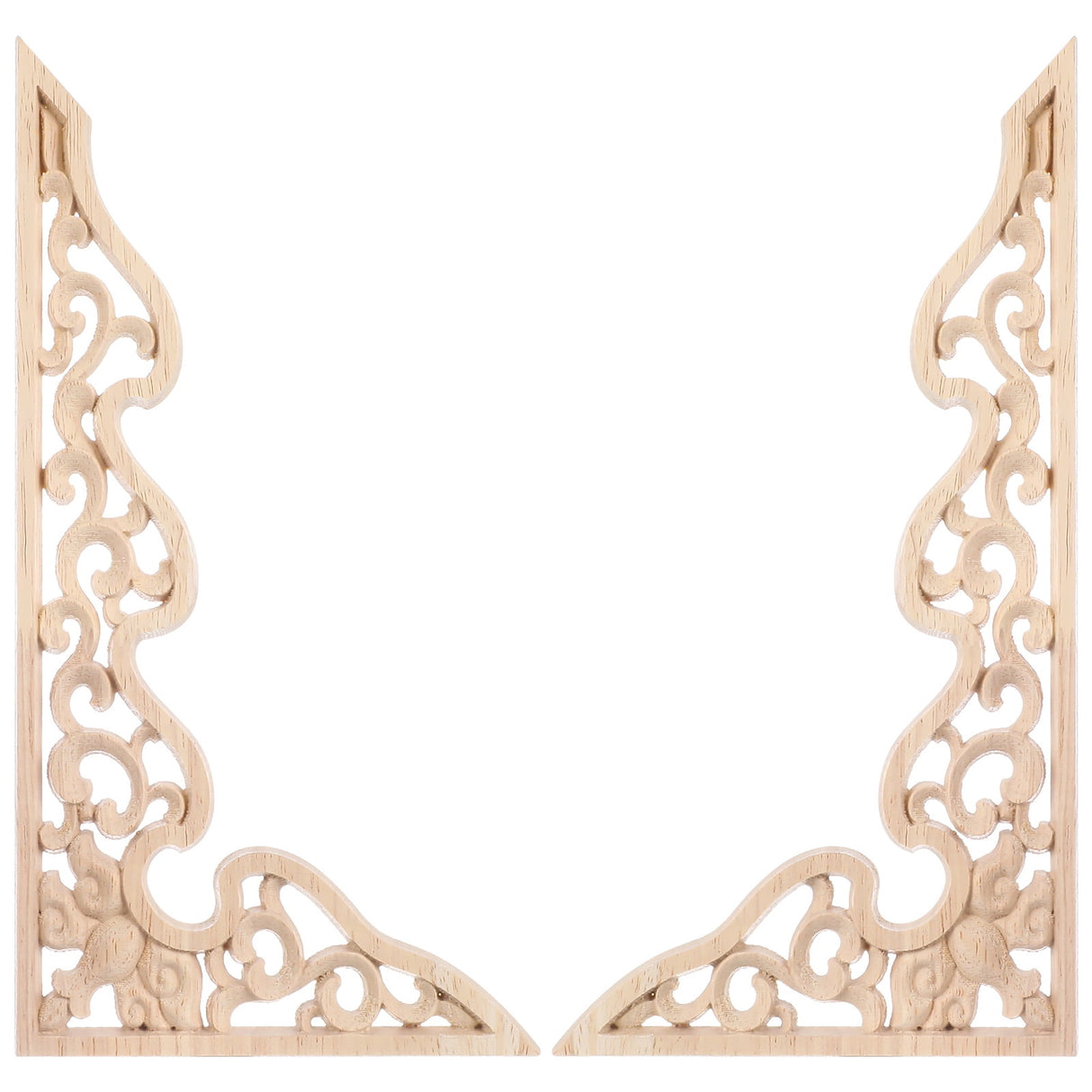 2 Pcs Long Furniture Carvings Wainscoting for Wall Wood Decorative Piece Office