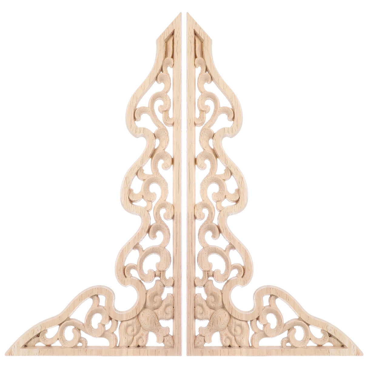 2 Pcs Long Furniture Carvings Wainscoting for Wall Wood Decorative Piece Office