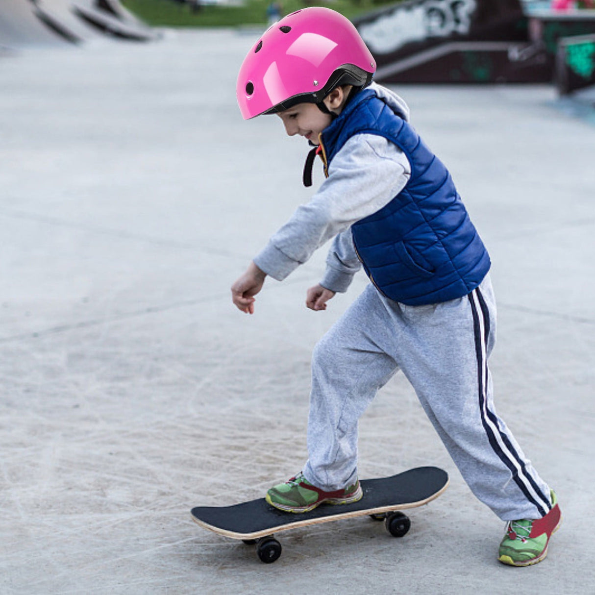 Kids Helmet Knee Elbow Pads Wrist Guard Sport Protective Gear Adjustable Scooter Skateboard Roller Bike Skate Cycling Set for Boy Girl Pink