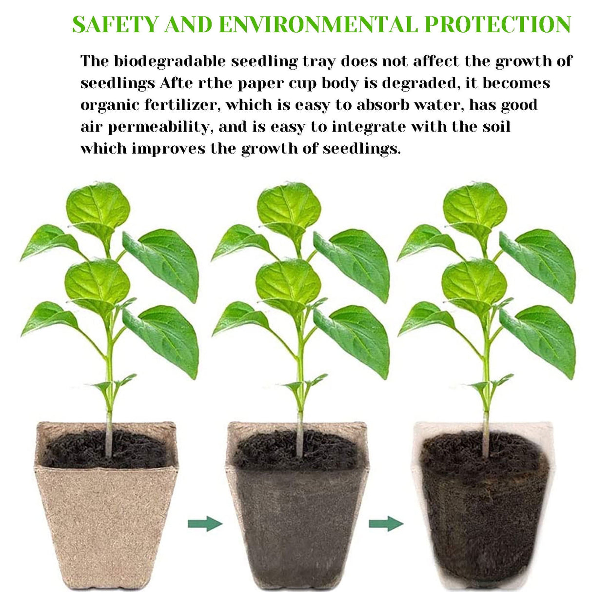 30 Cells Peat Pots Seed Starter Trays 5 Packs Biodegradable Seedling Pots Germination Trays Organic Plant Starter Kit A