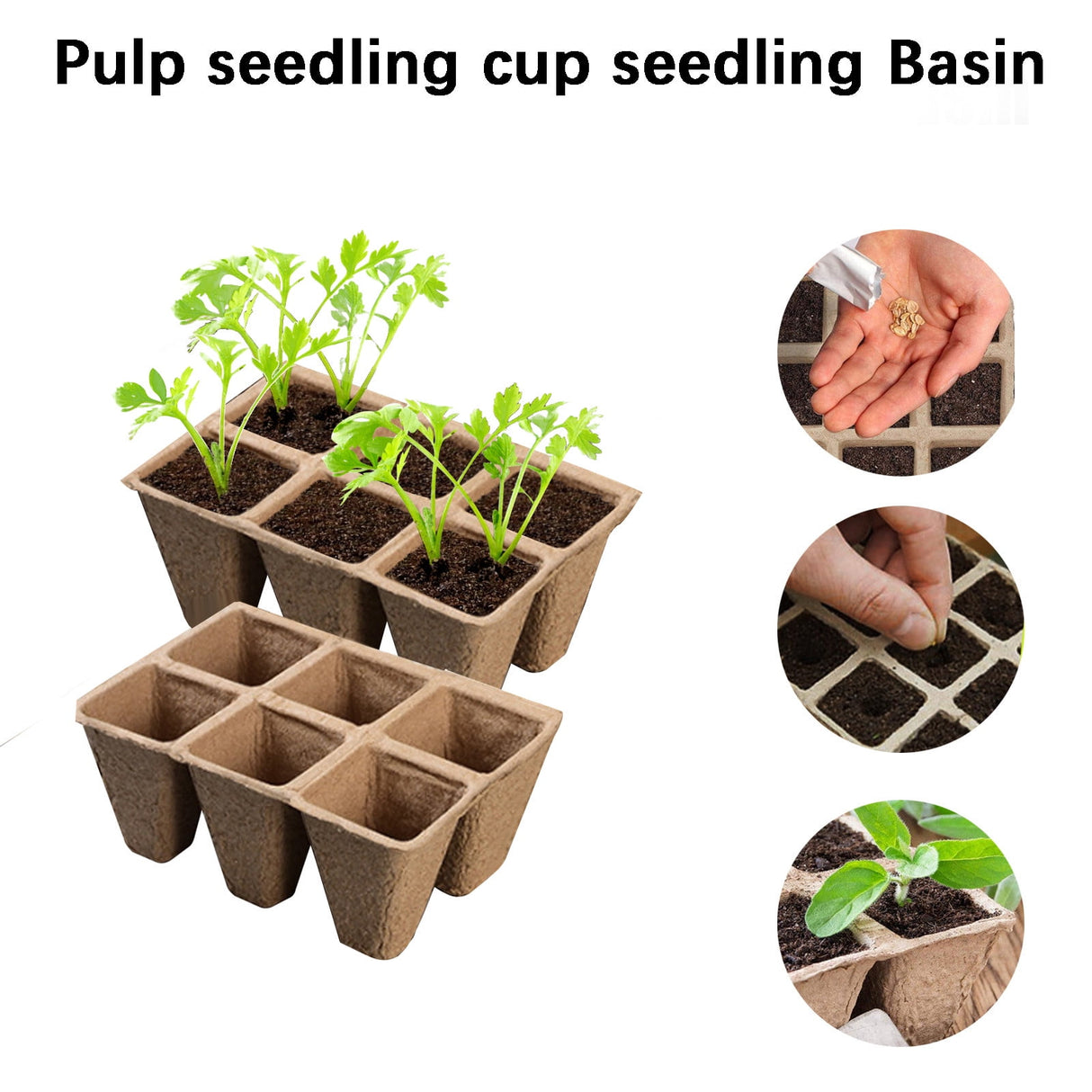 30 Cells Peat Pots Seed Starter Trays 5 Packs Biodegradable Seedling Pots Germination Trays Organic Plant Starter Kit A