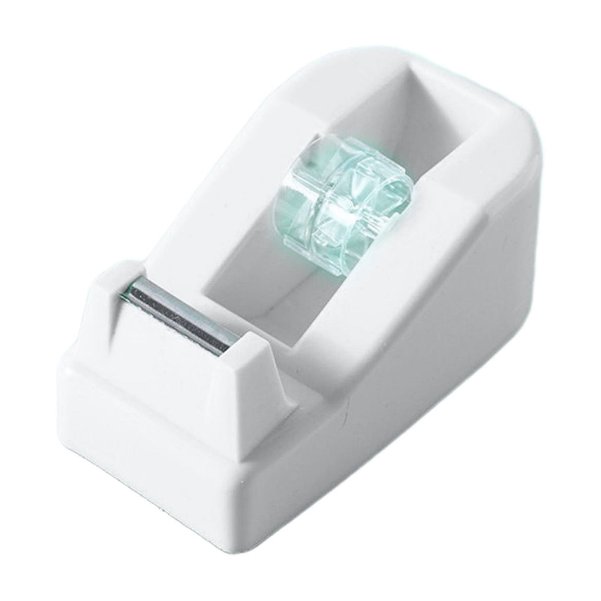 Desktop Tape Dispenser Adhesive Roll Holder Desk Accessories Home Office Tape Dispensers, Weighted Non-Skid Base White