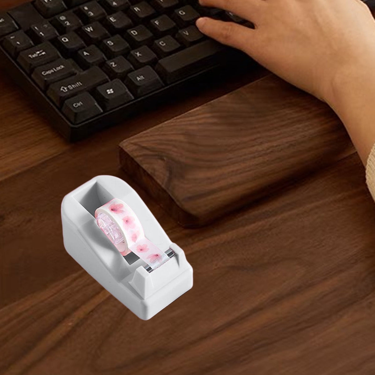 Desktop Tape Dispenser Adhesive Roll Holder Desk Accessories Home Office Tape Dispensers, Weighted Non-Skid Base White