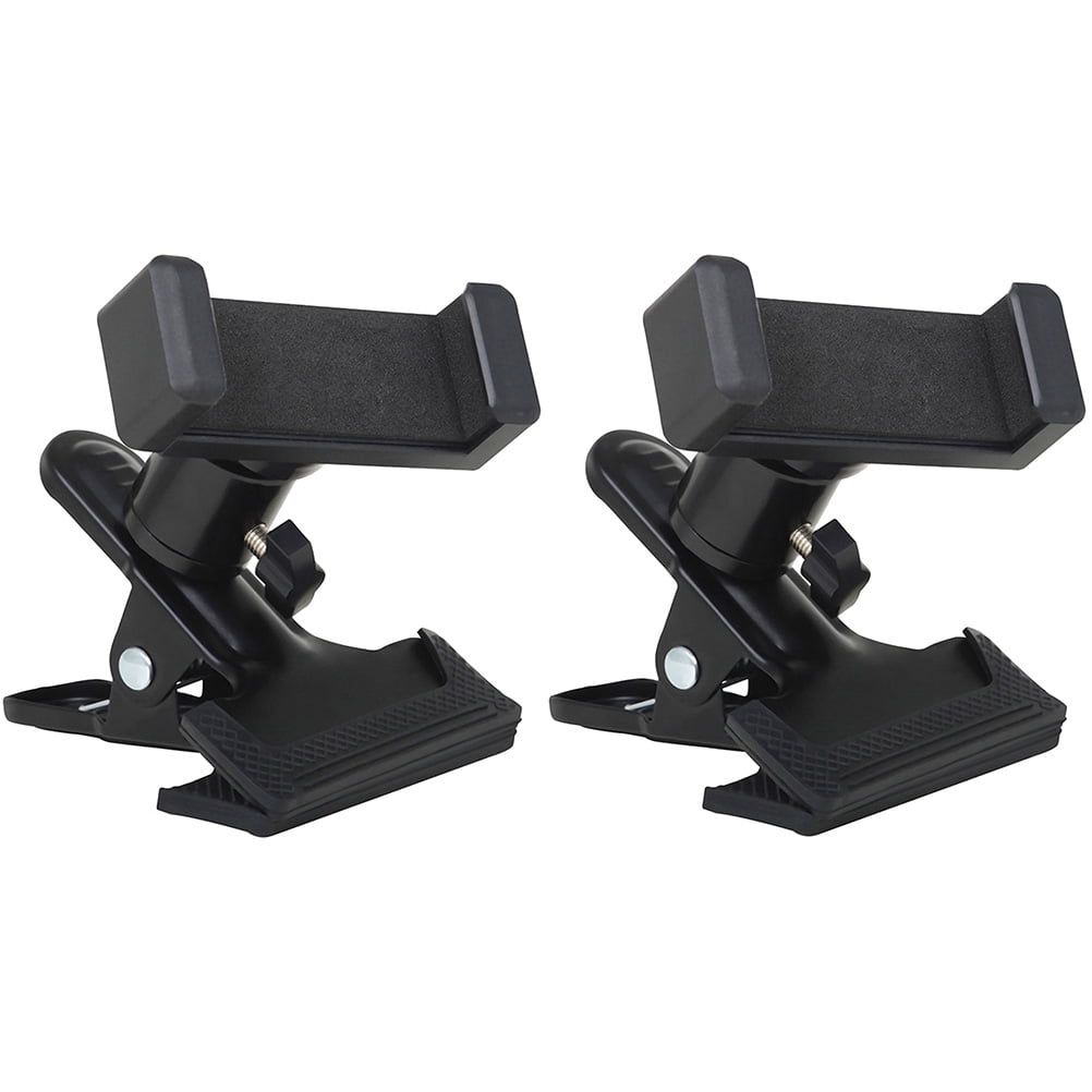 Guitar Phone Mount Metal Holder Black for Music Scores and Video Recording 2Pcs