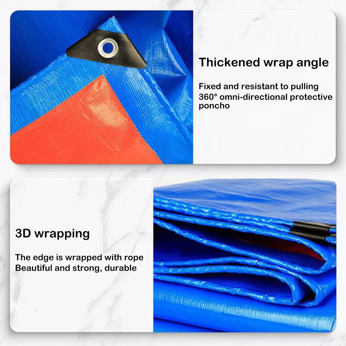 Heavy Duty Tarp Cover, Thick Tarps Waterproof Tear and Rip Proof UV Resistant Tarpaulin with Reinforced Grommets and Edges Blue