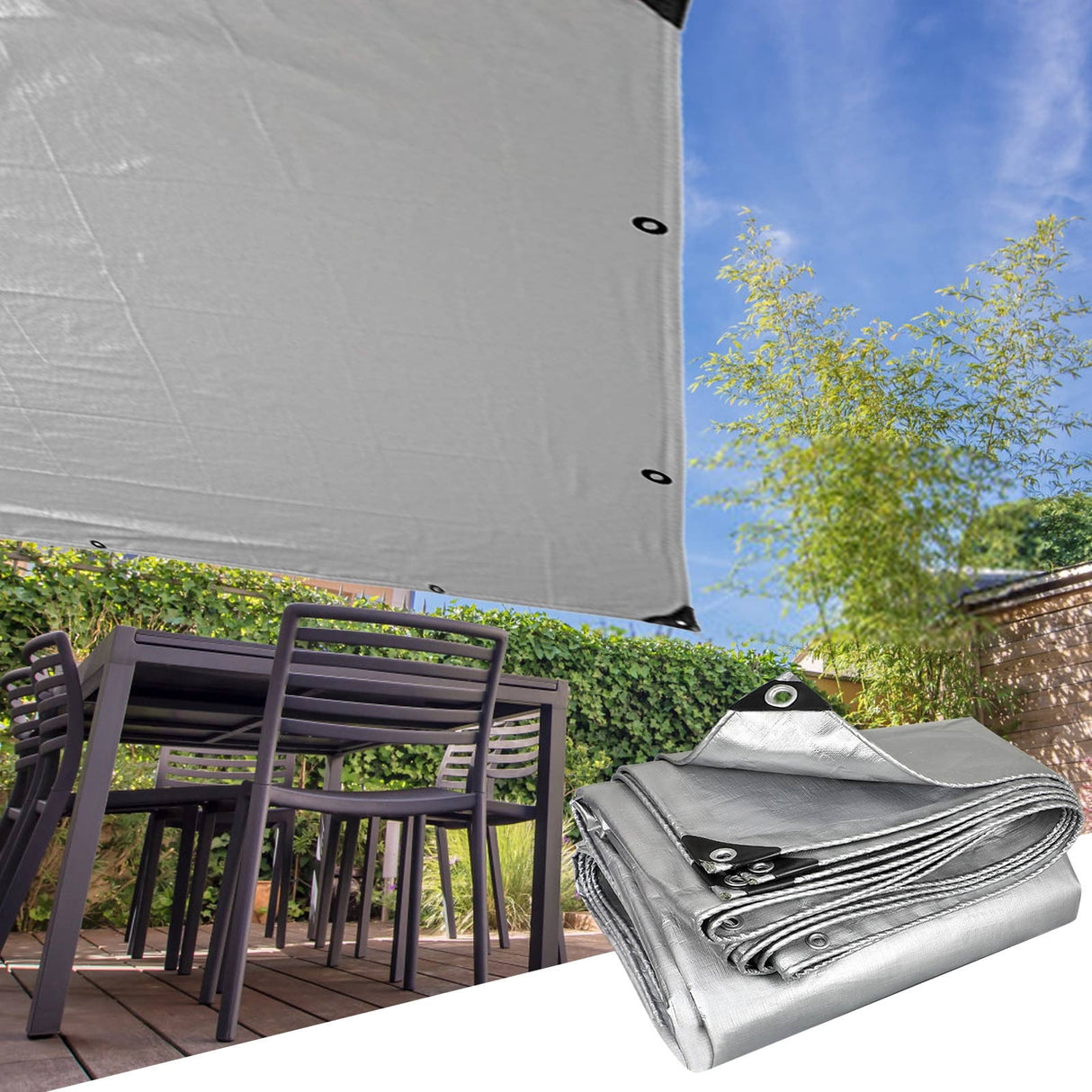 Heavy Duty Tarp Cover, Thick Tarps Waterproof Tear and Rip Proof UV Resistant Tarpaulin with Reinforced Grommets and Edges D