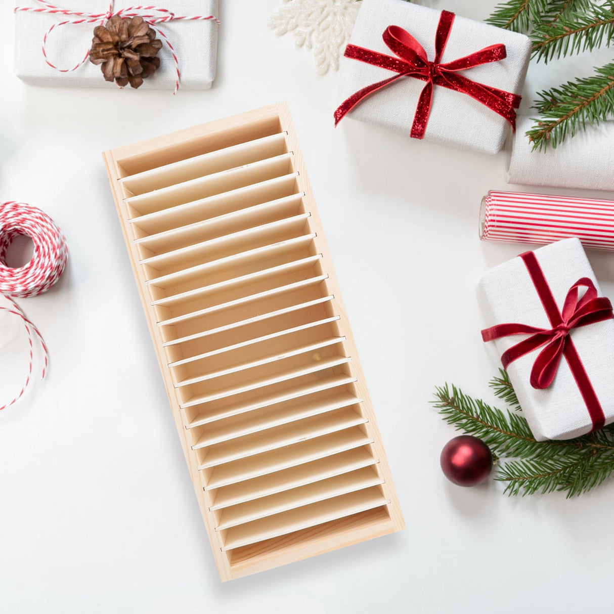 Gift Ribbon Storage Holder Wooden Box Flower Wrapping Ribbon Holder Organizer
