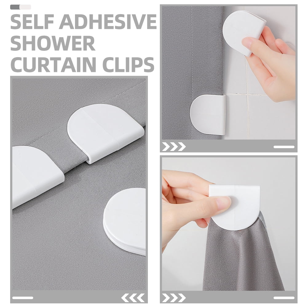 4 Pcs Adhesive Shower Curtain Clip Bathroom for Wall Clips White
