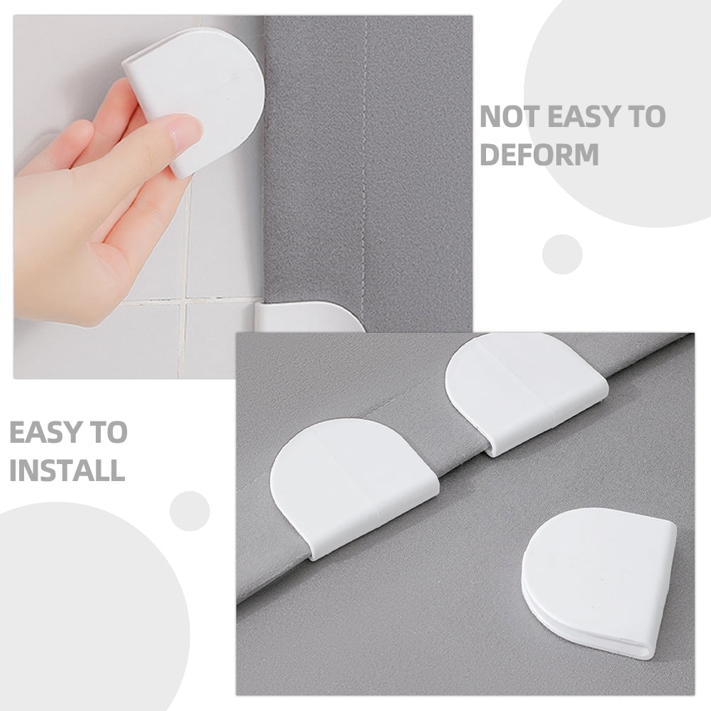 4 Pcs Adhesive Shower Curtain Clip Bathroom for Wall Clips White