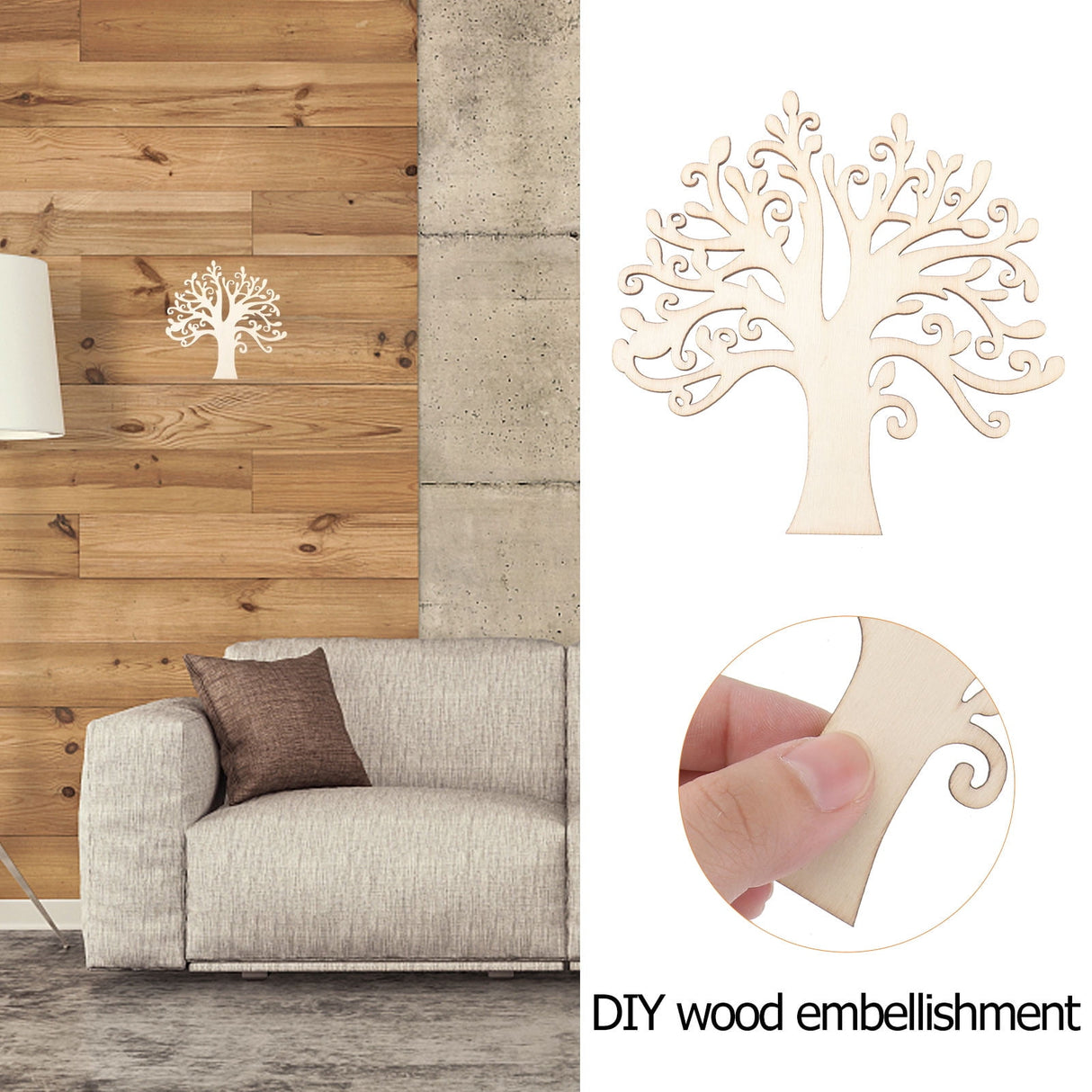 10pcs Family Tree Cutouts Craft, Unfinished Wood Tree Slices DIY Ornaments Decorative Hanging Wooden Chips for Wedding Party Crafts 4.9in