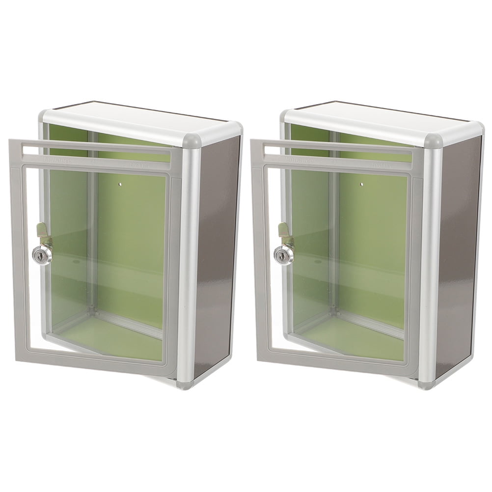 2 Pcs Modern Mailbox Wall Mount Transparent Office