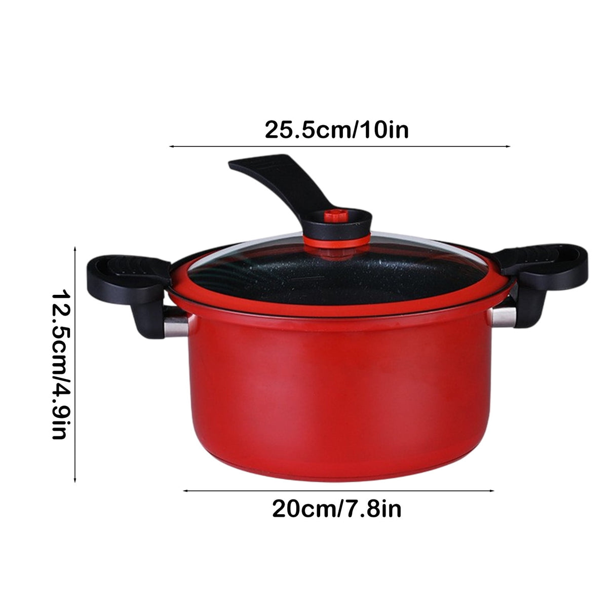 Nonstick Ceramic Coated Sauce Pan with Lid, Crock Pot with Twist & Lock Handles, Micro Pressure Cooker Versatile Cookware for Stovetops, Easy to Clean Red