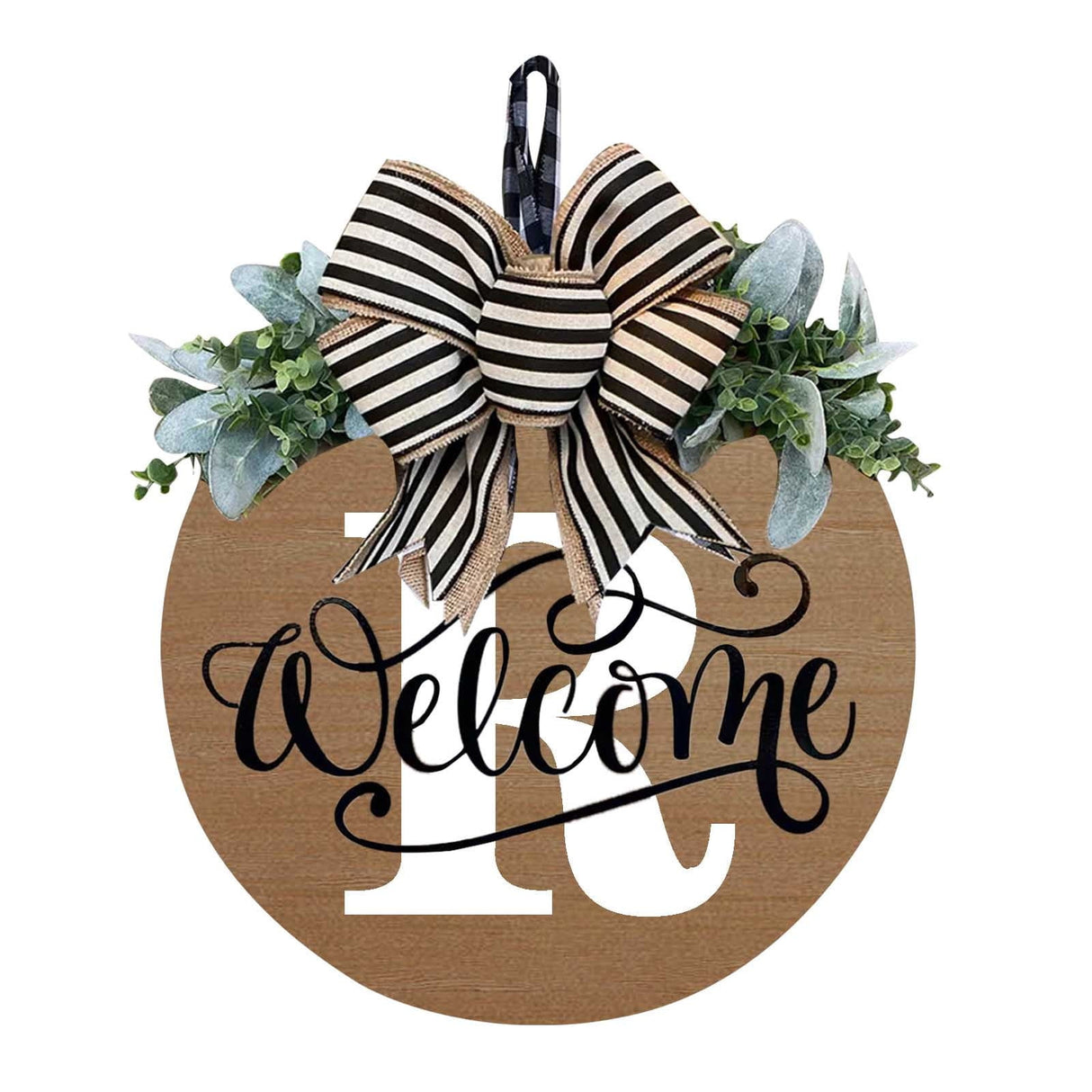 Initial Last Name Year Round Front Door Wreath, Welcome Sign Garland with Bow & Eucalyptus, Personalized Creative 26 Letter Farmhouse Wreath for All Seasons R