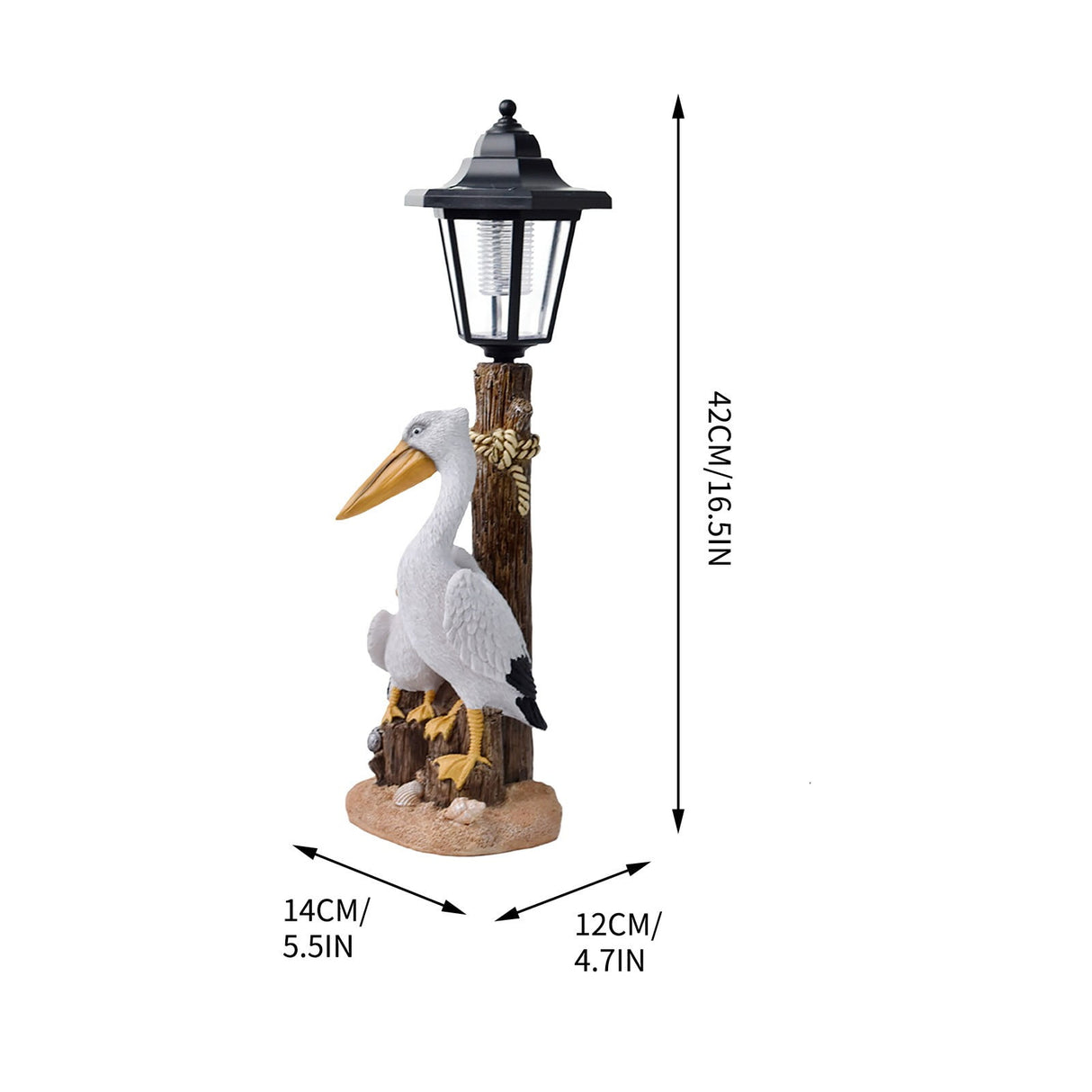 Pelican Garden Statue with Solar Lantern Pelican Solar Light for Outside Decor Sculptures & Statues Lights for Lawn Decor A