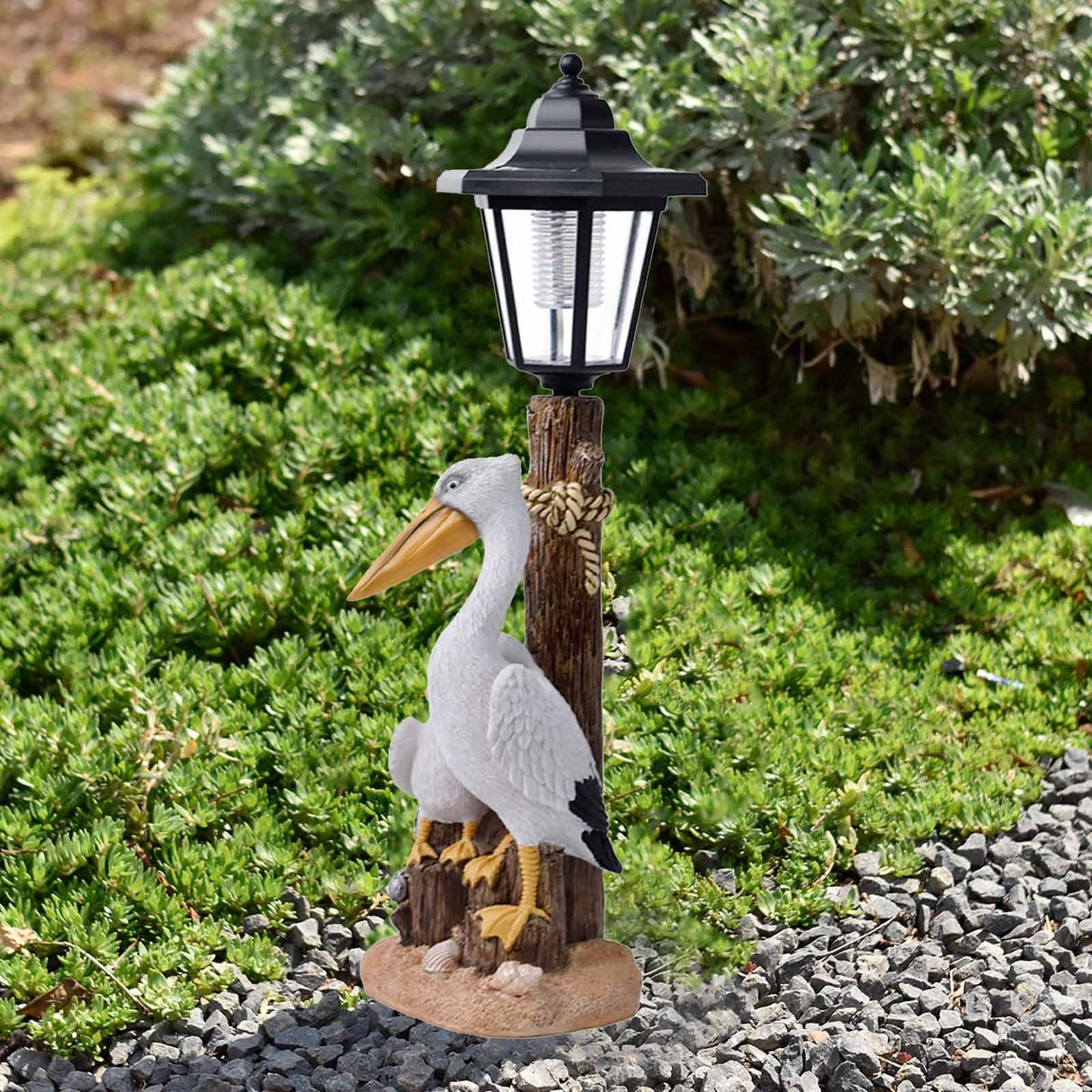 Pelican Garden Statue with Solar Lantern Pelican Solar Light for Outside Decor Sculptures & Statues Lights for Lawn Decor A