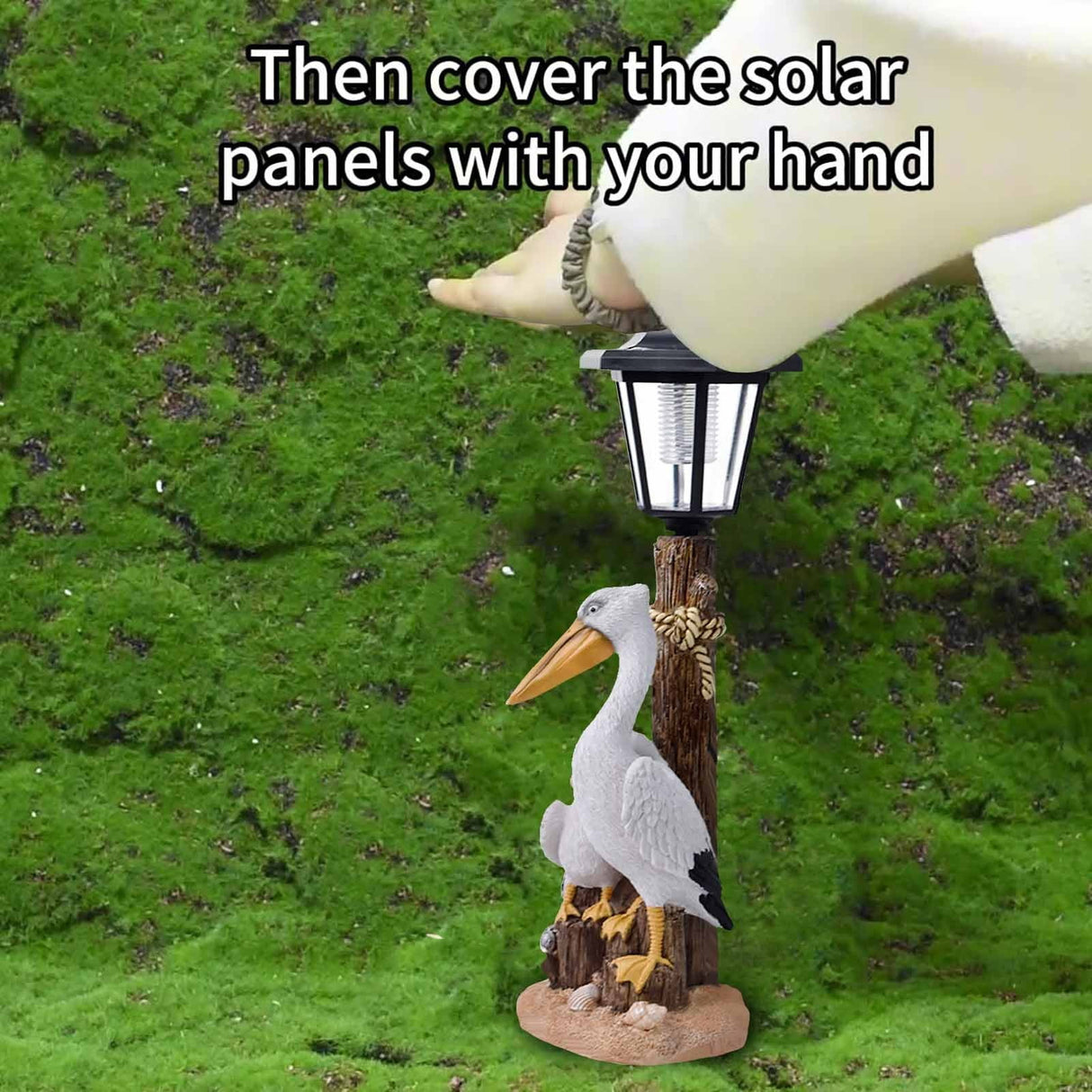 Pelican Garden Statue with Solar Lantern Pelican Solar Light for Outside Decor Sculptures & Statues Lights for Lawn Decor A