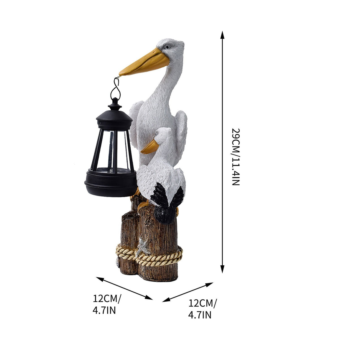Pelican Garden Statue with Solar Lantern Pelican Solar Light for Outside Decor Sculptures & Statues Lights for Lawn Decor C