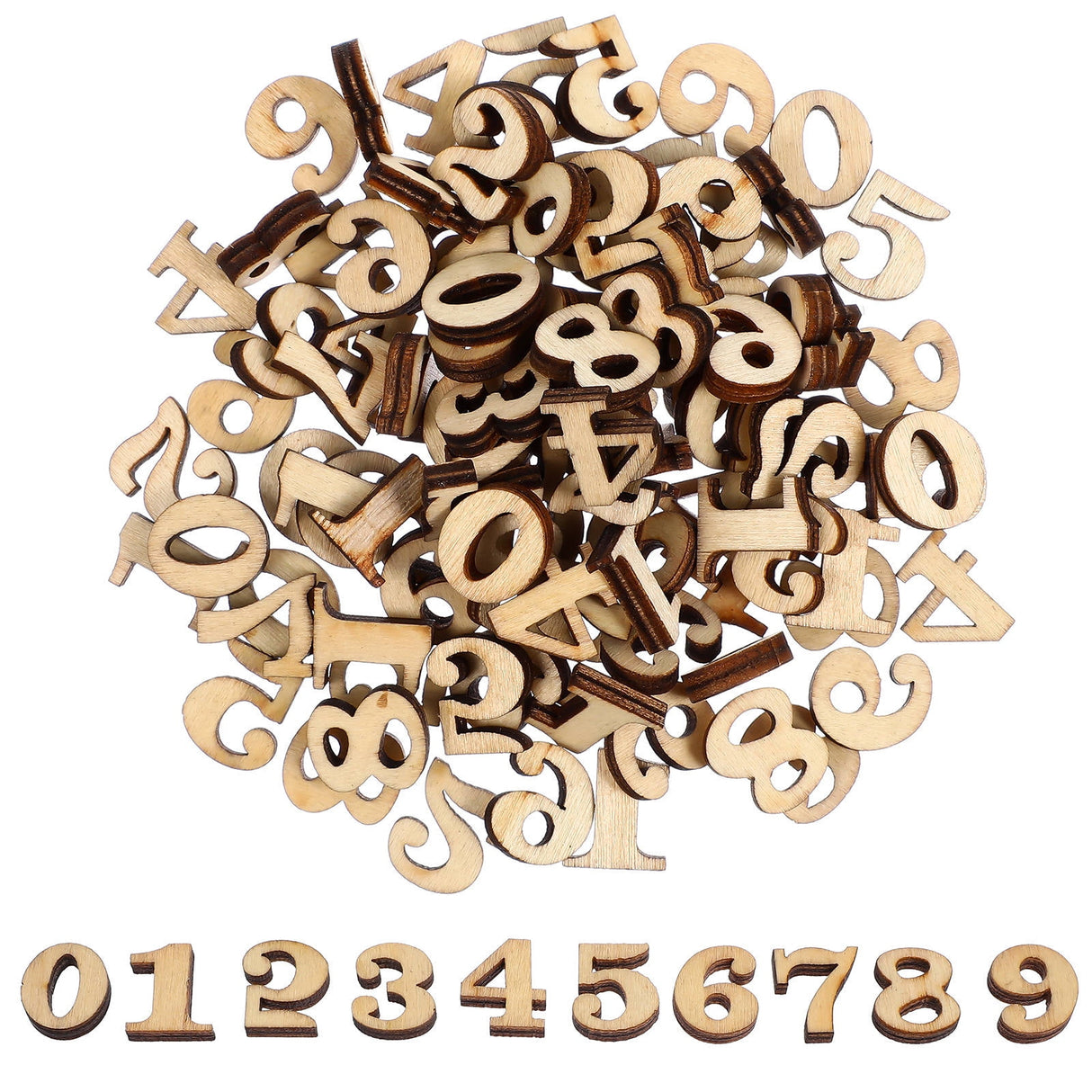 Unfinished Light Brown Wooden Numbers for Crafts and Home Decor Natural Material Art Supplies