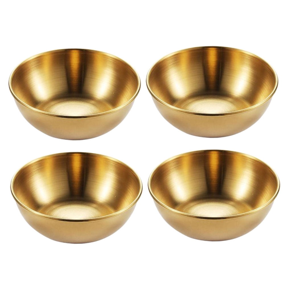 4-Piece Golden Dipping Sauce Dishes Set for Home and Restaurant Use, and Stylish Serving Bowls