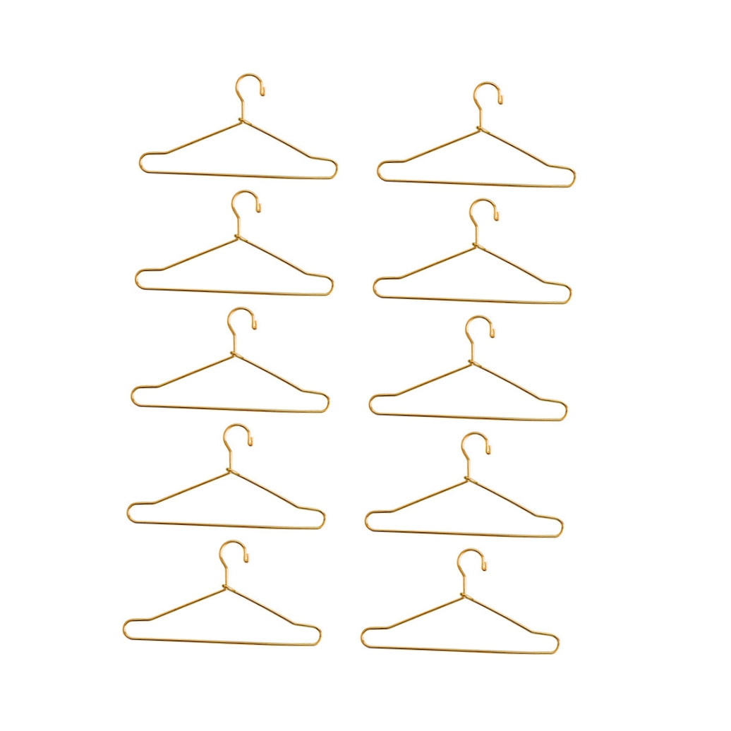 Small Hanger Shape 10 Pcs Metal Clothes Hangers Carbon Steel for Childrens Doll Clothes DIY Toy Use