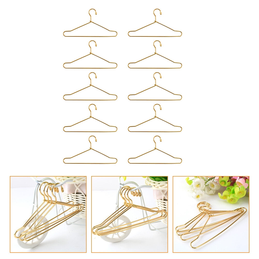 Small Hanger Shape 10 Pcs Metal Clothes Hangers Carbon Steel for Childrens Doll Clothes DIY Toy Use