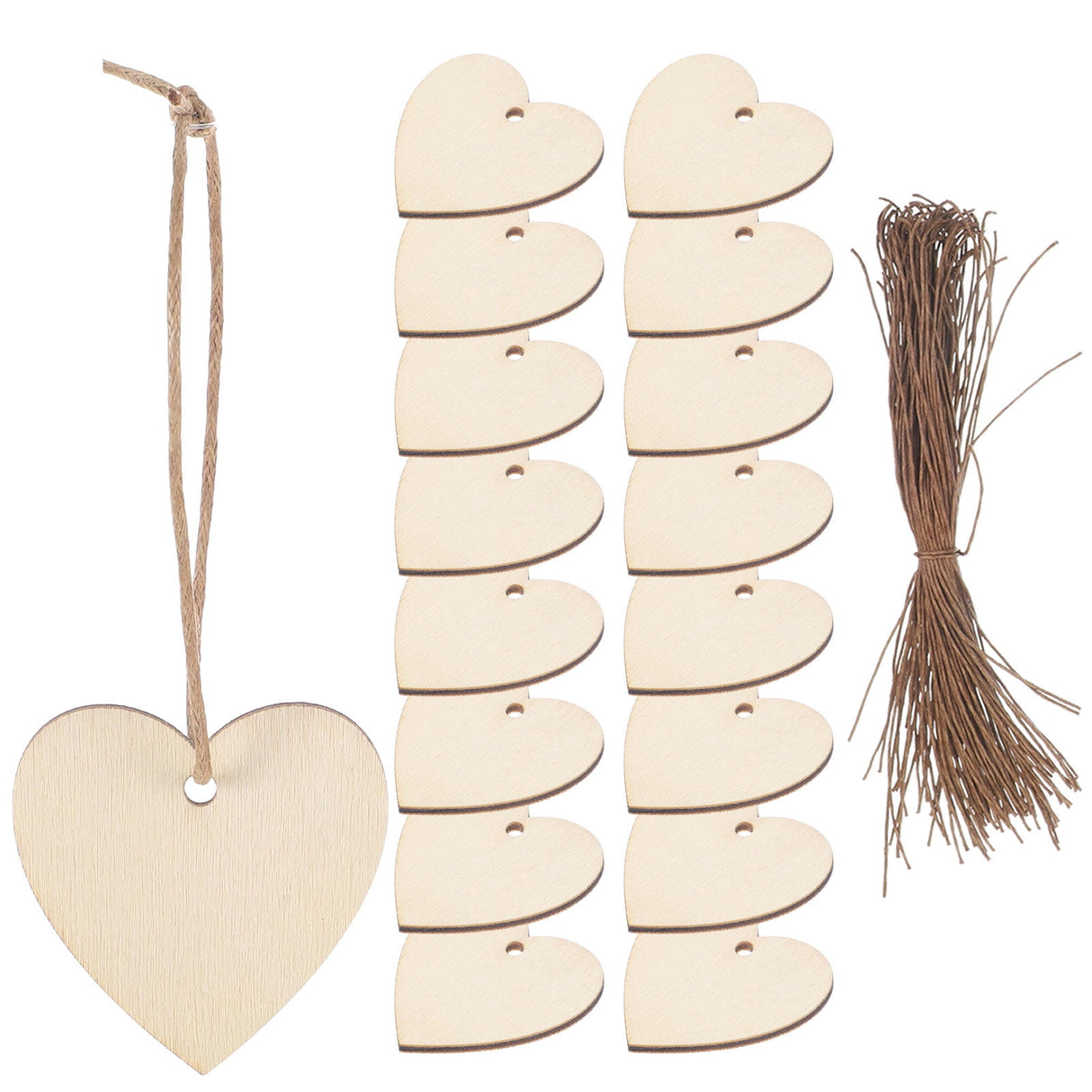 200Pcs Unfinished Wooden Heart Shapes for Crafts, Wood Embellishments and Decorations