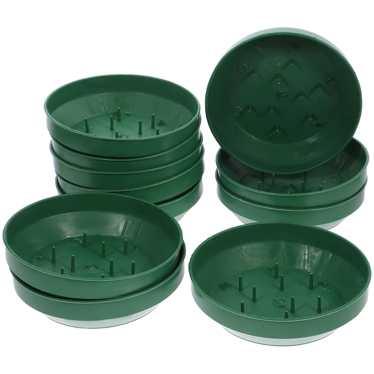 Green Plastic Flower Arrangement Plates 5.7 x 5.7 x 1.6 Inches Floral Craft Supplies for Decorations