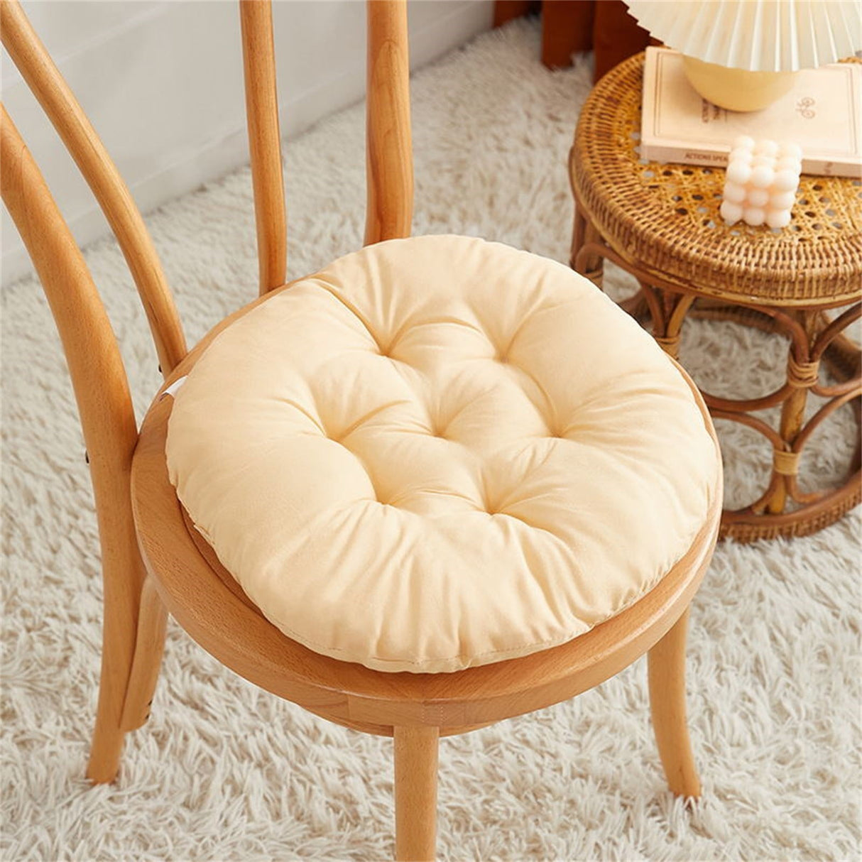 Round Seat Cushion Chair Pads for Kitchen Dining Chairs, Soft Comfort Chair Mat Pillow Cushions for Office Desk Living Room 16 Yellow