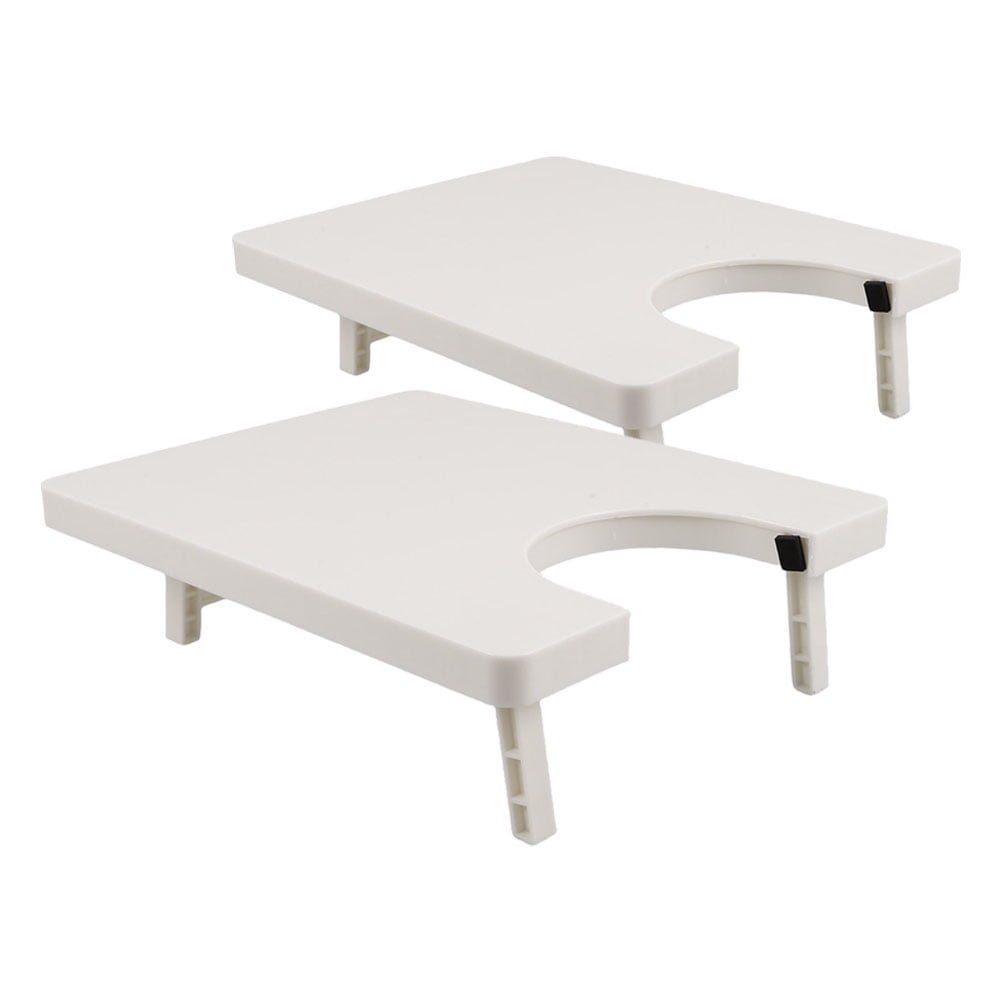2-Pack White Plastic Sewing Machine Extension Tables with Expanded Workspace for Crafting and Sewing Projects