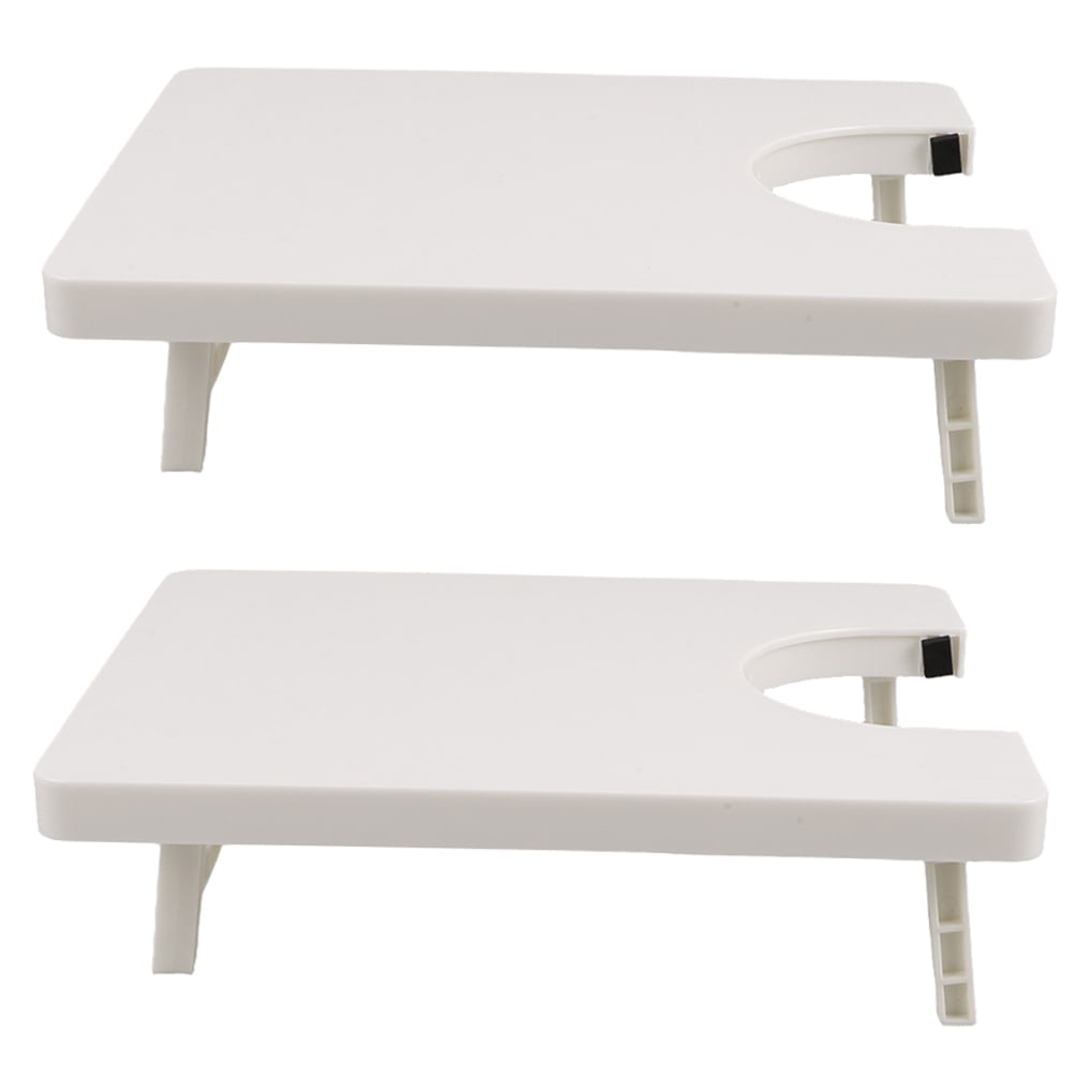 2-Pack White Plastic Sewing Machine Extension Tables with Expanded Workspace for Crafting and Sewing Projects