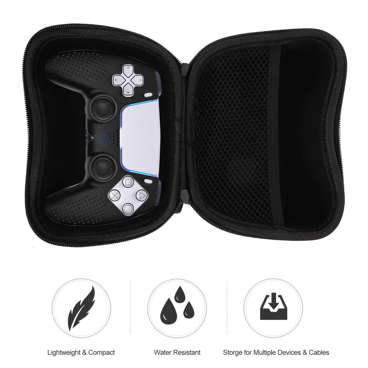 Black Game Controller Protective Case with EVA Material, Scratch-Resistant and Shockproof Lining for Enhanced Safety