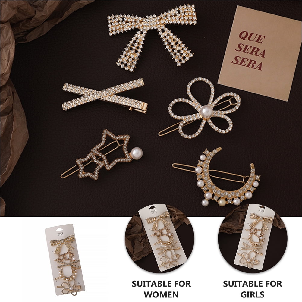5-Pack Rhinestone Hair Barrettes Small Sparkling Hair Clips for Women Daily Wear and Stylish Accessories