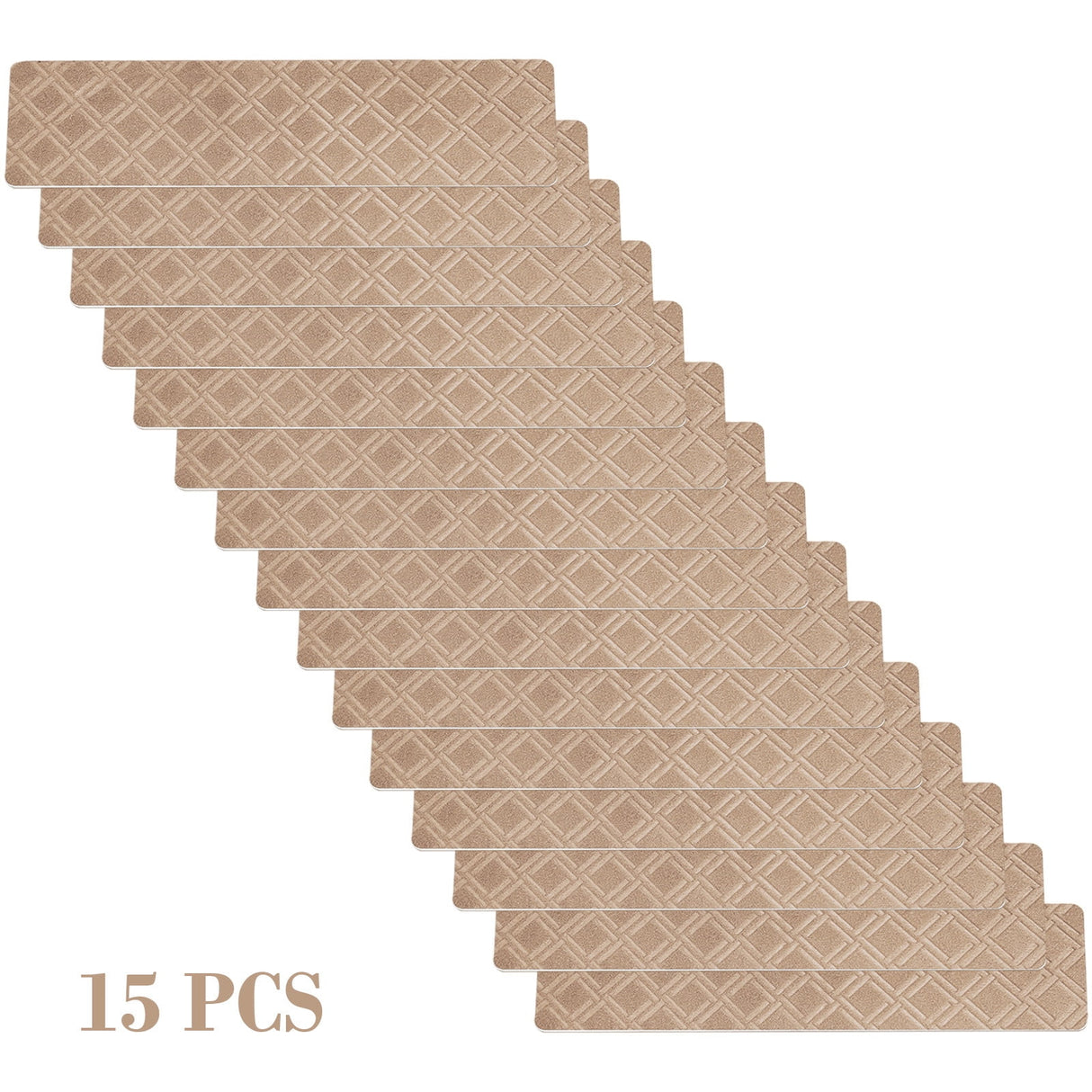 Chmadoxn 4-Piece Non-Slip Stair Treads, Self-Adhesive Striped Carpet Mats, Absorbent & Quiet Step Pads, Can Be Cut to Fit, Washable for Indoor Staircase Safety\u200b\u200b Khaki