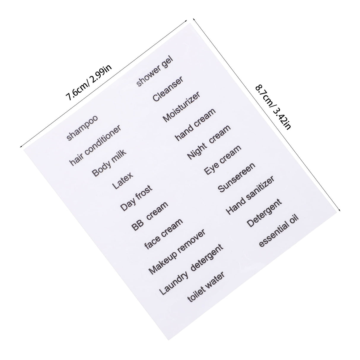 Black PVC Travel Toiletry Labels for Home and Travel Organization, 30 Pieces Stickers