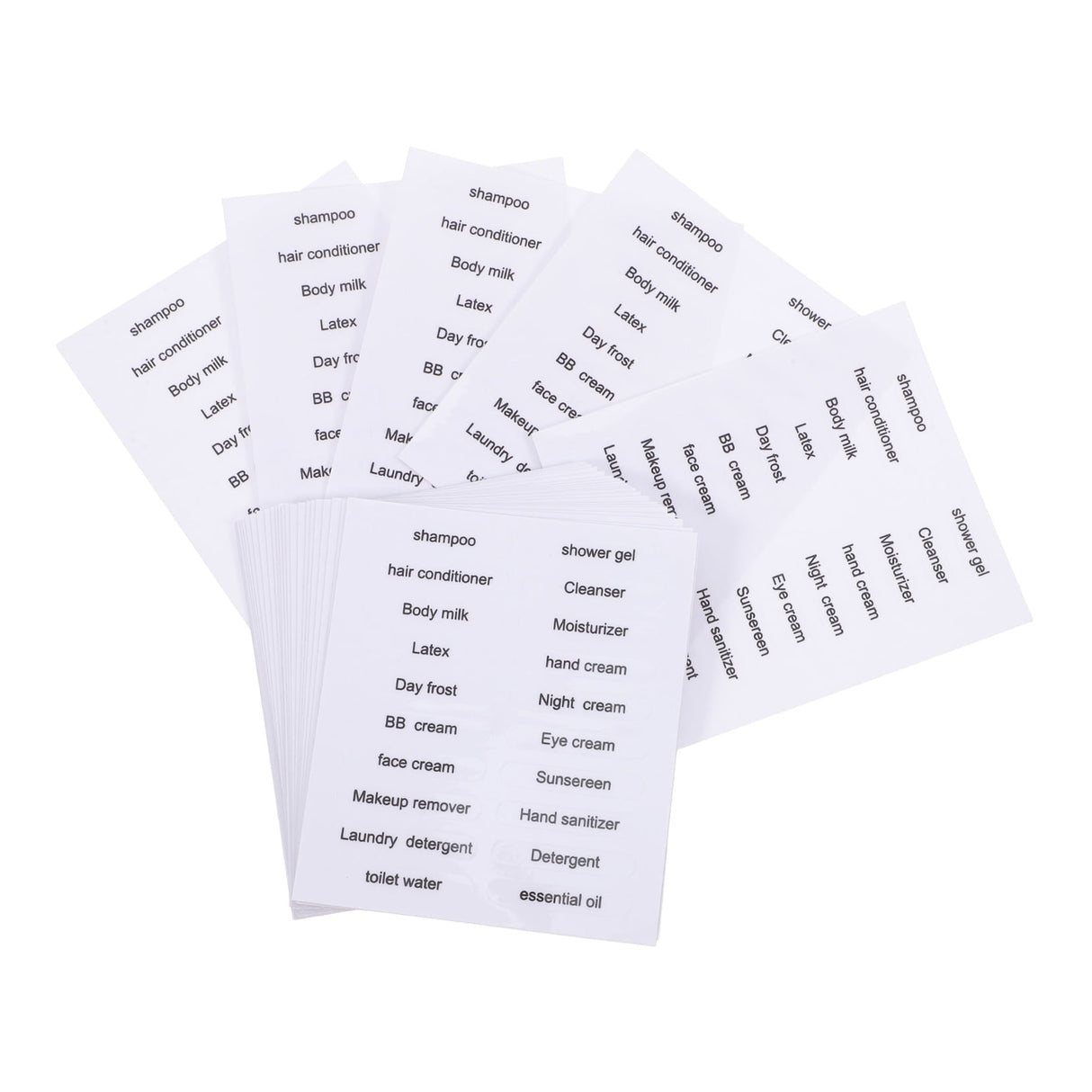 Black PVC Travel Toiletry Labels for Home and Travel Organization, 30 Pieces Stickers