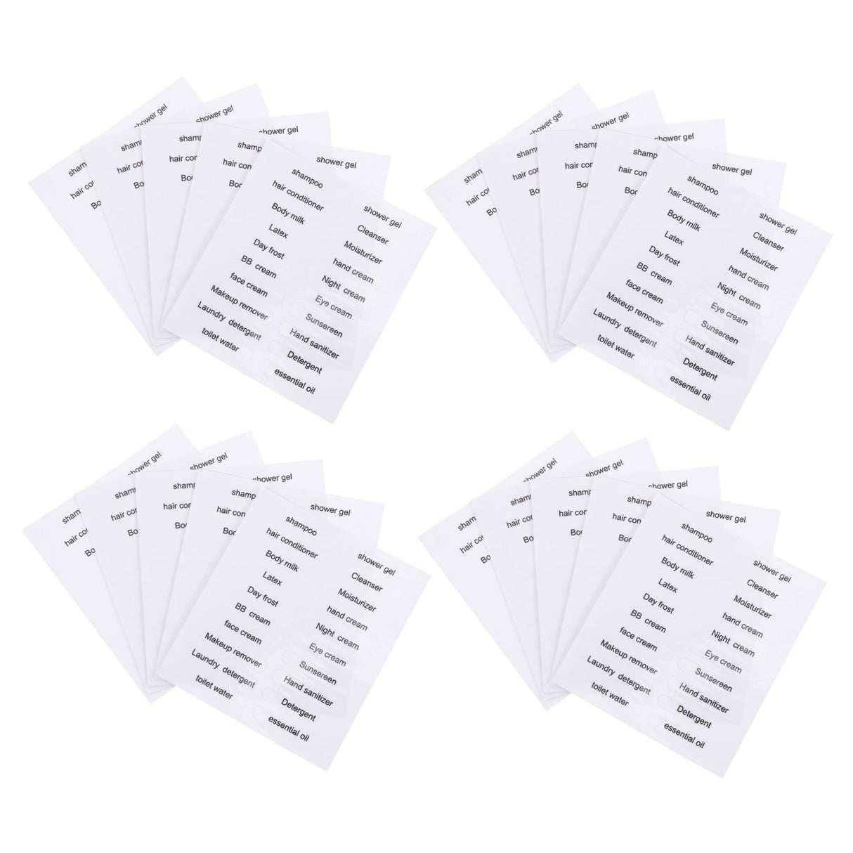 Black PVC Travel Toiletry Labels for Home and Travel Organization, 30 Pieces Stickers