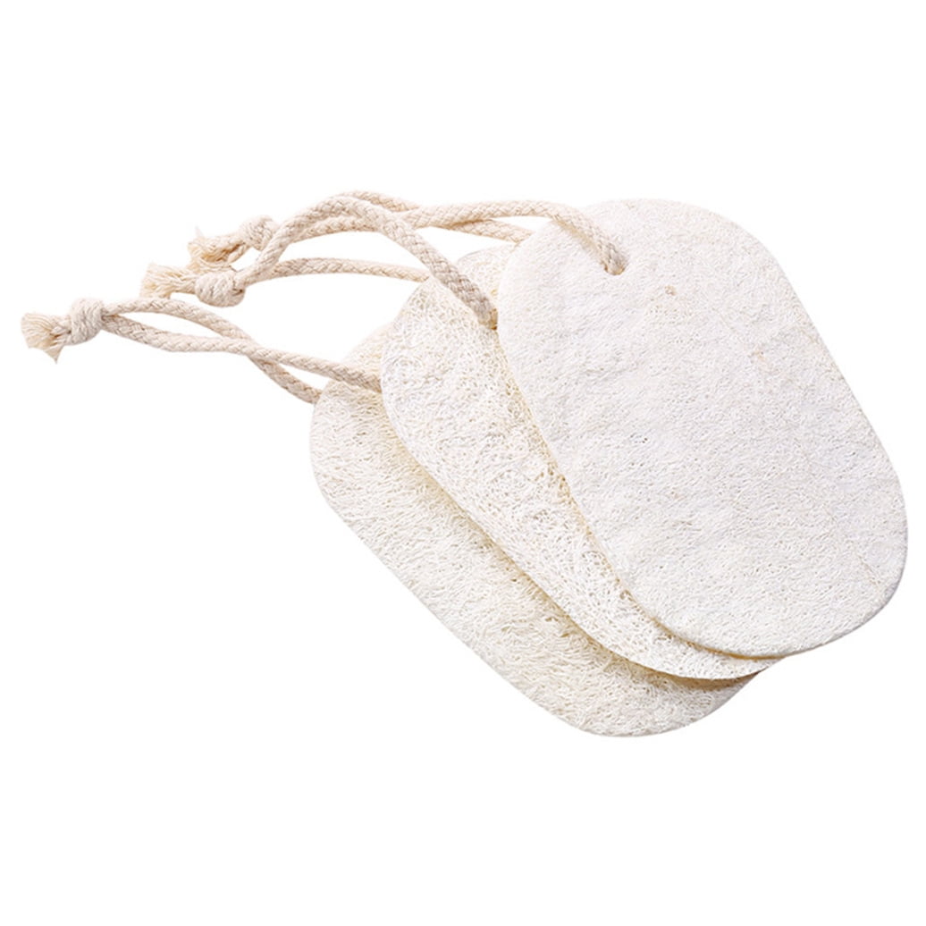 3-Pack Natural Loofah Sponge Kitchen Scrubber Set with High Absorption Beige Multipurpose Cleaning Brushes