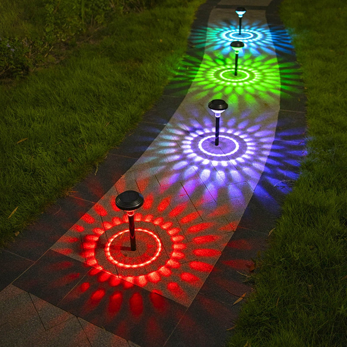 Solar Outdoor Lights, Solar Pathway Lights Outdoor, Solar Powered Garden Yard Lights for Walkway Sidewalk Driveway, Maintain 10 Hours of Lighting (2 Pack) 2 Pack Black
