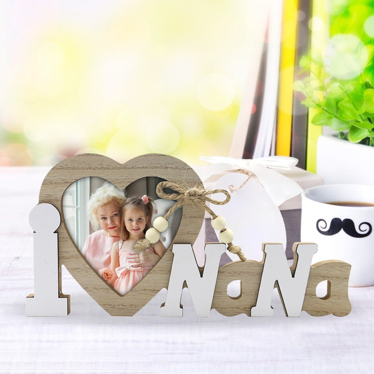 Mr & Mrs Love Picture Frame for Wedding,Wooden Heart Shape Wedding Decor for Reception, Ceremony and Anniversary Party Valentine'S Day Valentines Day Gifts As Show B