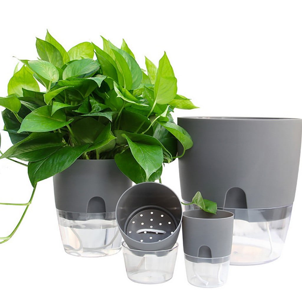 Self Watering Planter, 4 Inch Self Watering Pots for Indoor Plants, Self Watering Planters with Wick Rope for All House Herbs, Plants, Violets and Dahlias White