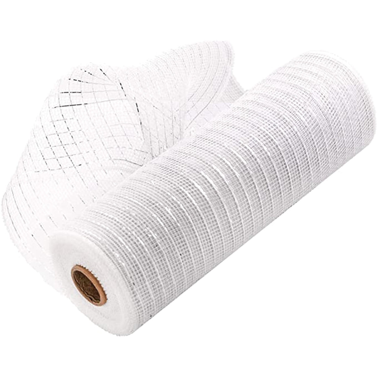 10 Inch x 30 Feet Deco Poly Mesh Ribbon, Metallic Foil Poly Mesh Ribbon, for Wreaths, Swags, Craft, Wedding, Party and Decorating Supplies White