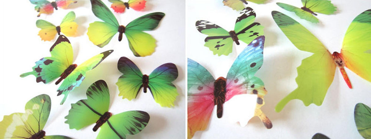 12Pcs Butterfly Wall Decals, 3D Butterfly Wall Stickers Removable DIY Home Decorations Art Decor Wall Stickers Murals for Kids Bedroom Living Room Classroom Office Green