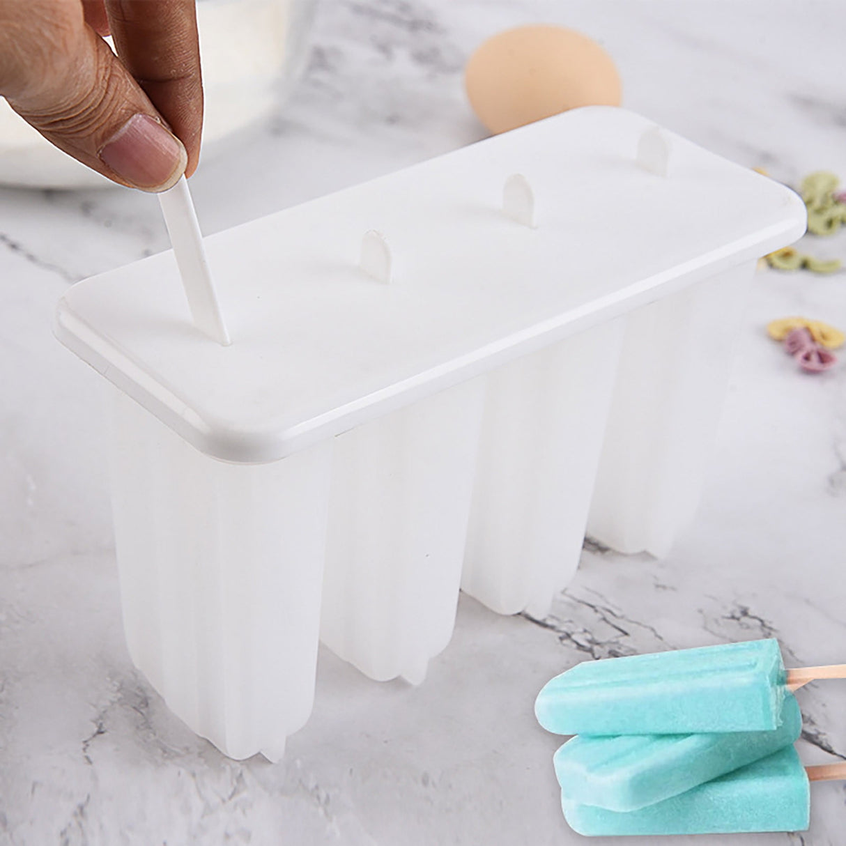 Popsicle Molds 4 Cavities BPA Free Silicone Popsicle Molds, Ice Molds Silicone Popsicle Maker Homemade Ice Cream Mold, Reusable Multicolor