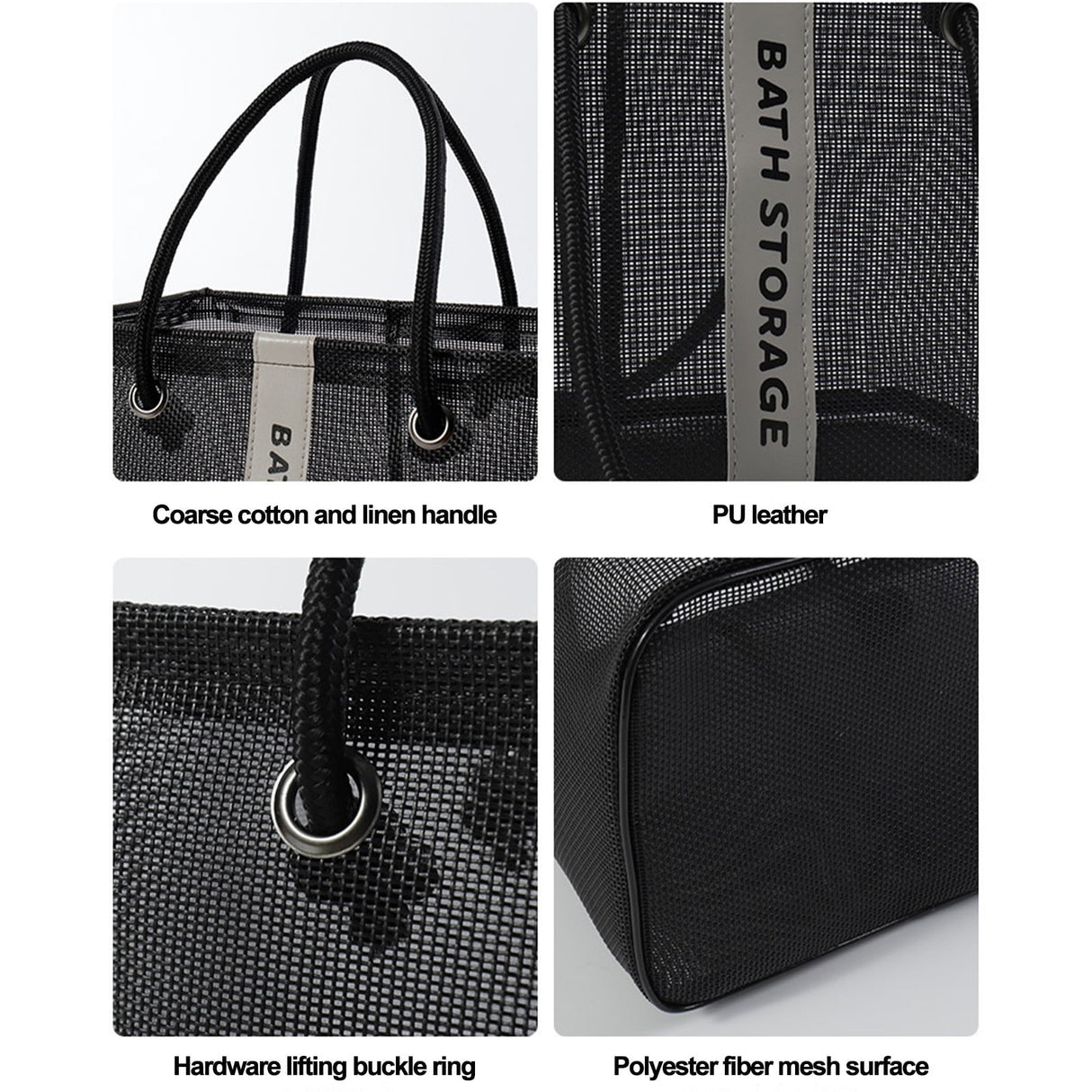 Mesh Shower Caddy Freestanding Portable Shower Tote Bag for College Dorm, Hanging Shower Caddy Dorm Basket, Bathroom, Gym, Travel, Quick Dry Hanging Shower Organizer for Toiletry Essentials 10.2×6.3×9.8 in Black