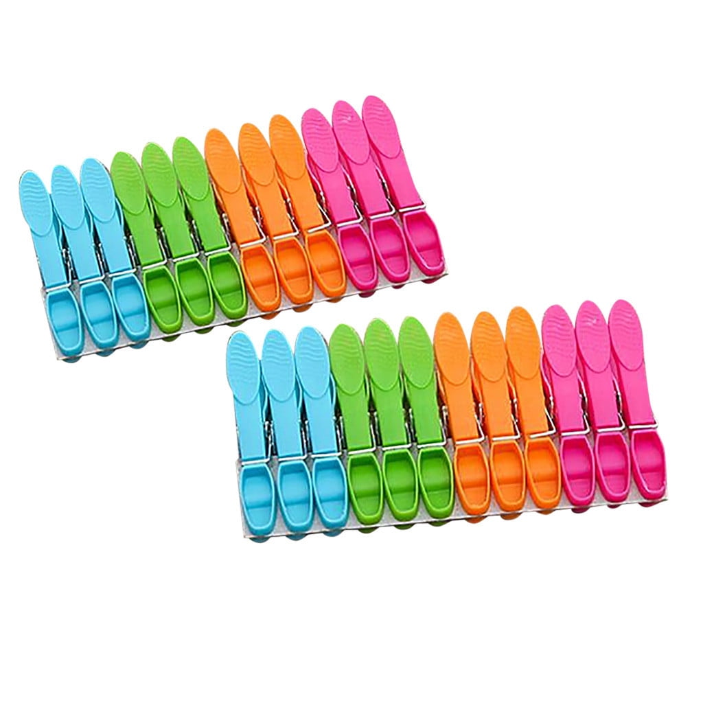 Colorful Plastic Clothespins, Heavy Duty Laundry Clothes Pins Clips with Springs, Air-Drying Clothing Pin Set (24 Pack) 12 Pack Multicolor