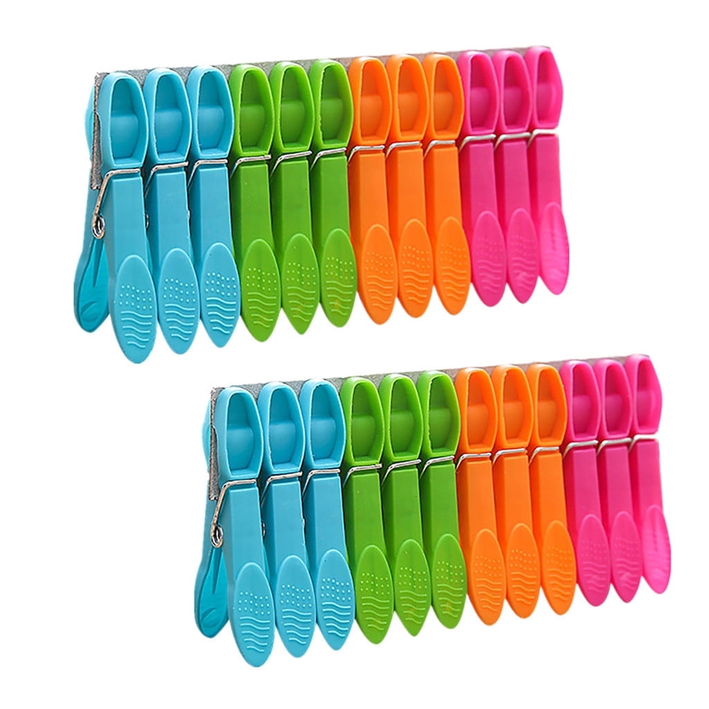 Colorful Plastic Clothespins, Heavy Duty Laundry Clothes Pins Clips with Springs, Air-Drying Clothing Pin Set (24 Pack) 24 Pack Multicolor