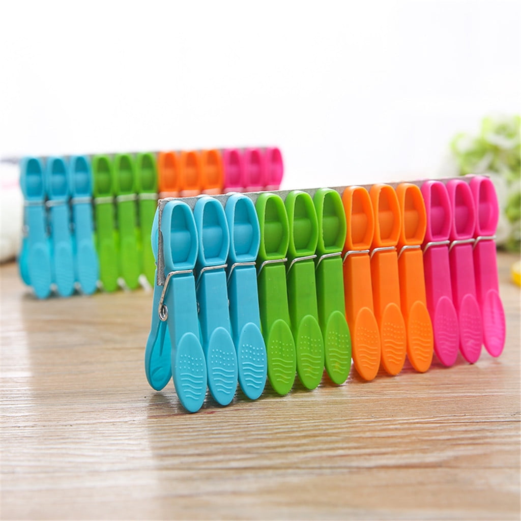 Colorful Plastic Clothespins, Heavy Duty Laundry Clothes Pins Clips with Springs, Air-Drying Clothing Pin Set (24 Pack) 24 Pack Multicolor